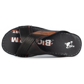 Kampol Pantofole da uomo in pelle 216KAM nere nero 6