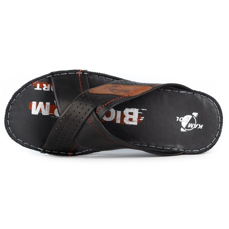 Kampol Pantofole da uomo in pelle 216KAM nere nero 6