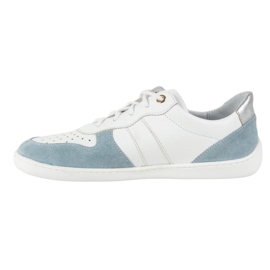 Scarpe in pelle a piedi nudi Olivier 1773Pol - Sneaker minimaliste leggere bianche con blu bianco 2