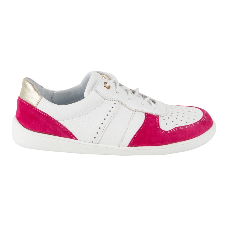 Scarpe in pelle a piedi nudi Olivier 1773Pol - Sneaker bianche minimaliste leggere con fucsia bianco 1
