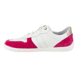 Scarpe in pelle a piedi nudi Olivier 1773Pol - Sneaker bianche minimaliste leggere con fucsia bianco 2