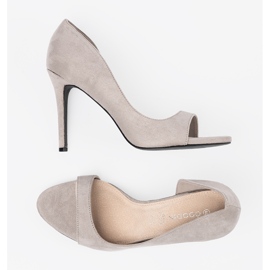 Goodin Pompe in pelle scamosciata grigia con dita nude grigio 2