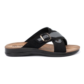 Shelvt Pantofole per uomini neri con fibbie nero 1
