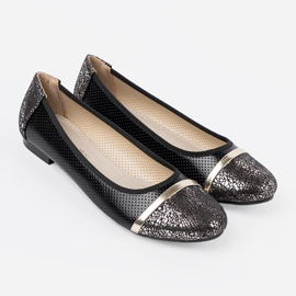 Goodin Ballerine nere con decorazioni dorate nero 1