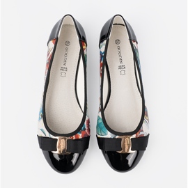 Goodin Ballerine nere e nere con fiori bianca 2