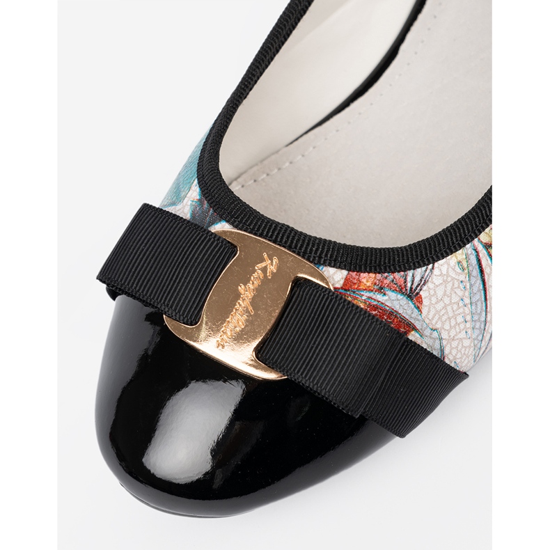 Goodin Ballerine nere e nere con fiori bianco 1