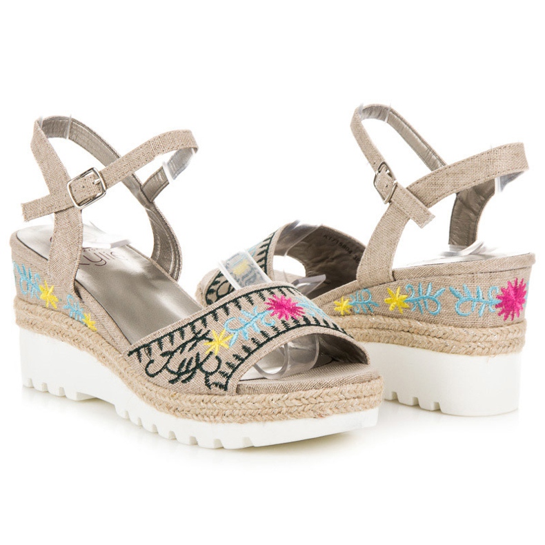 Kylie Sandali espadrillas ricamati marrone 1