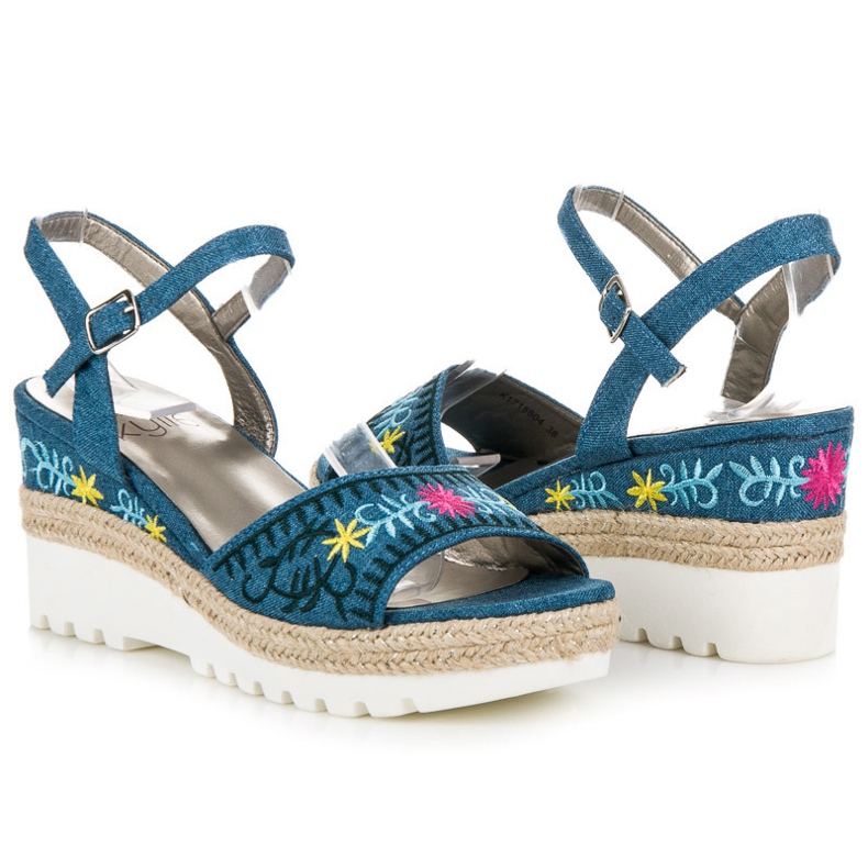 Kylie Sandali espadrillas ricamati blu 1