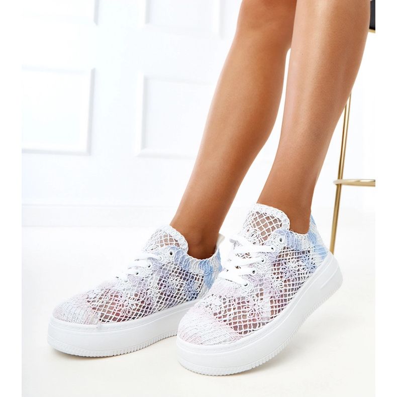 Sneaker openwork multicolore sulla piattaforma bianco 1