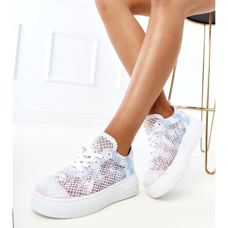 Sneaker openwork multicolore sulla piattaforma bianco 2