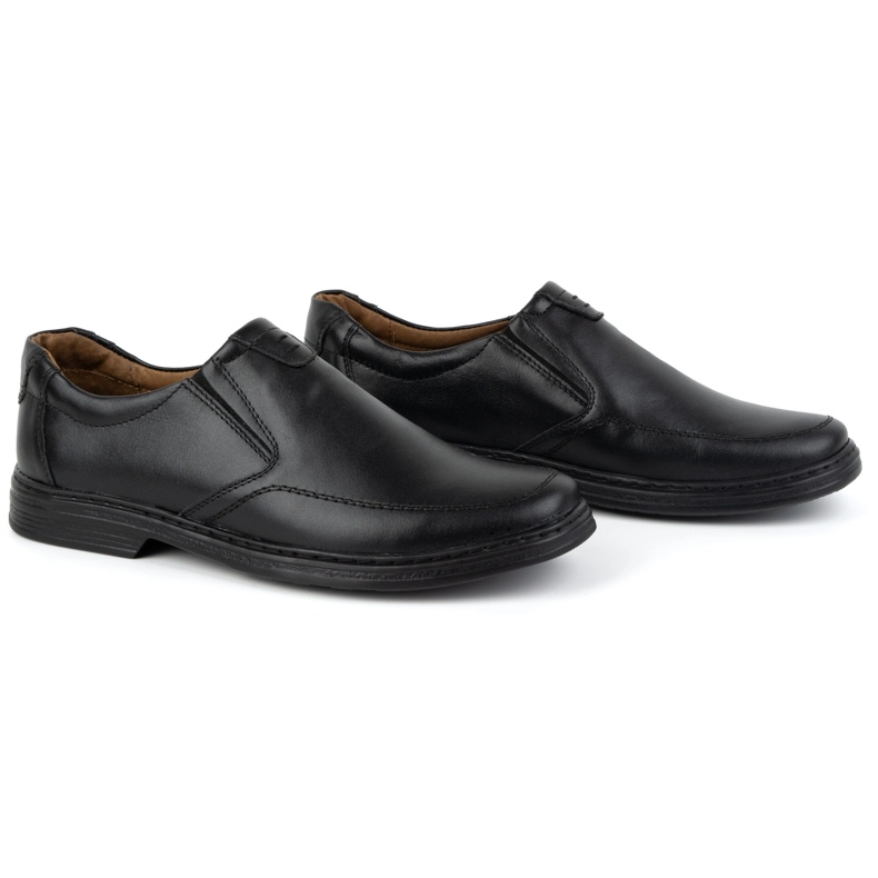 KOMODO Scarpe da uomo fatte di pelle naturale slip-on 854k nere nero 2