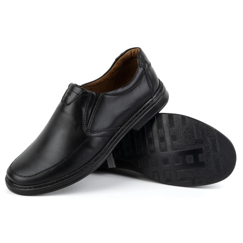 KOMODO Scarpe da uomo fatte di pelle naturale slip-on 854k nere nero 3