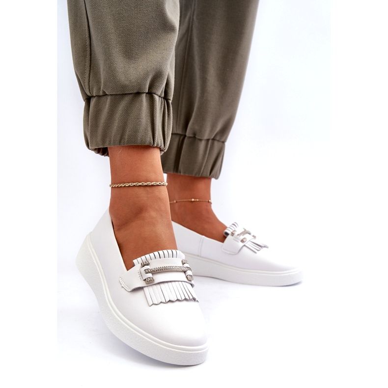 S.Barski Mocassini da donna in pelle leggera sulla piattaforma Białe S. Barski LR590 bianco 1