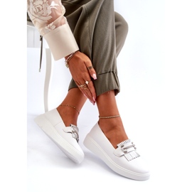 S.Barski Mocassini da donna in pelle leggera sulla piattaforma Białe S. Barski LR590 bianco 4