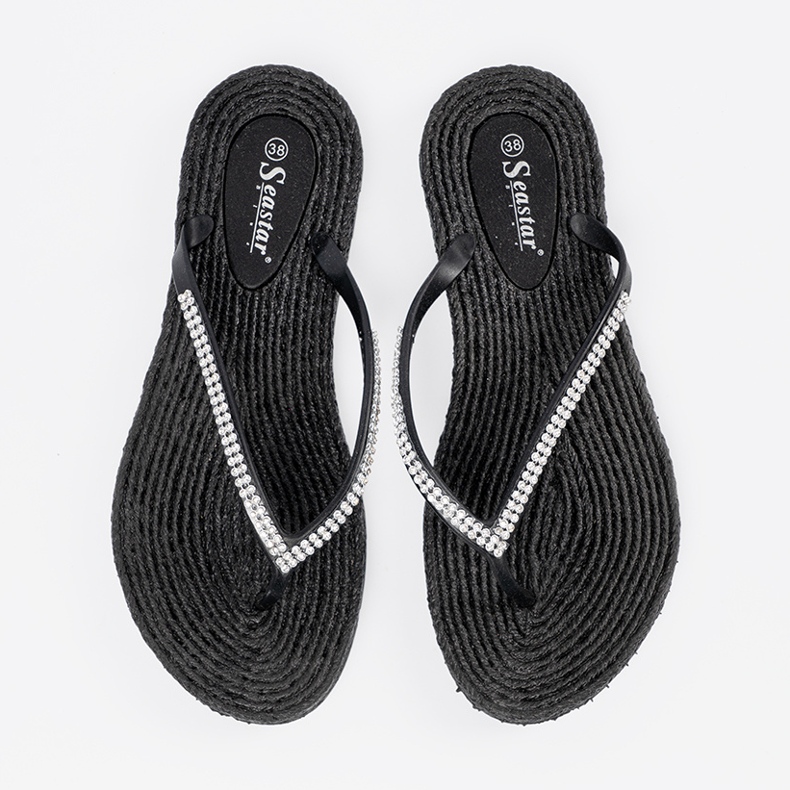 Seastar Flip -flip neri con zirconi nero 1