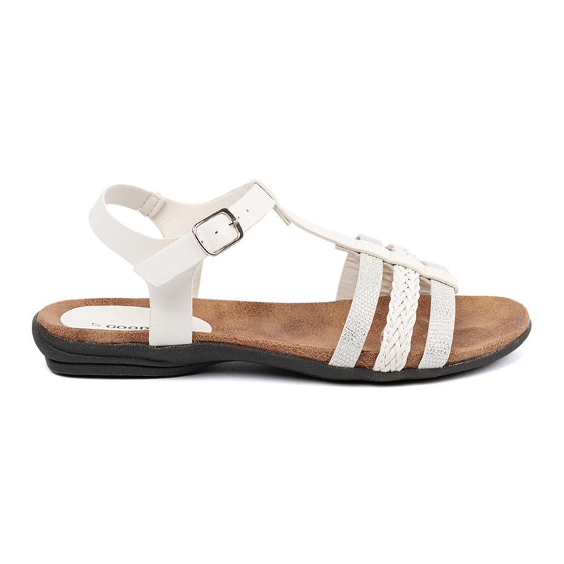 Goodin Sandali da donna bianca con strisce decorate 1