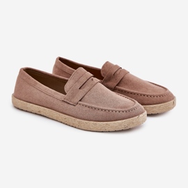 Mocassine maschili con treccia beige scura 1