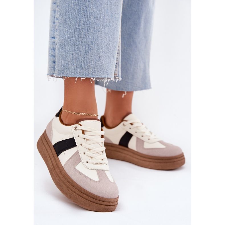 Sneakers Platform da Donna, Beige 2