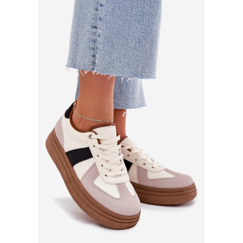 Sneakers Platform da Donna, Beige 1