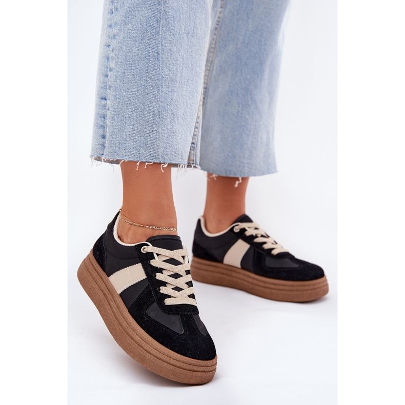 Sneakers con plateau da donna nere nero 2