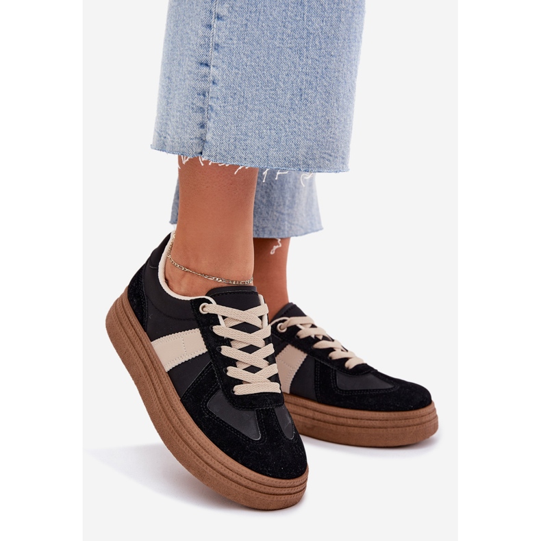Sneakers con plateau da donna nere nero 1
