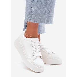 Sneakers con plateau da donna, colore bianco bianca 1