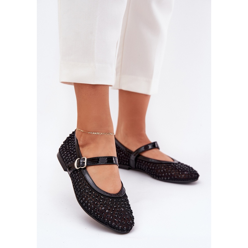 Ballerine femminili decorate con cintura e morsetto nero 2