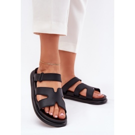 Pantofole di gomma da donna con una cintura nera nero 2