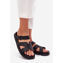 Pantofole di gomma da donna con una cintura nera nero 1