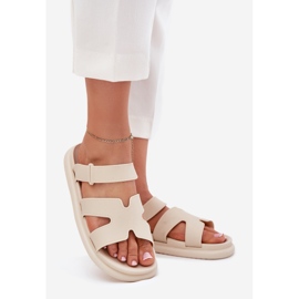 Pantofole di gomma da donna con cintura beige 1