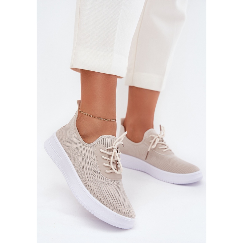 Materiate scarpe sportive con calme sulla piattaforma beige femminile 2