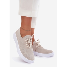 Materiate scarpe sportive con calme sulla piattaforma beige femminile 1