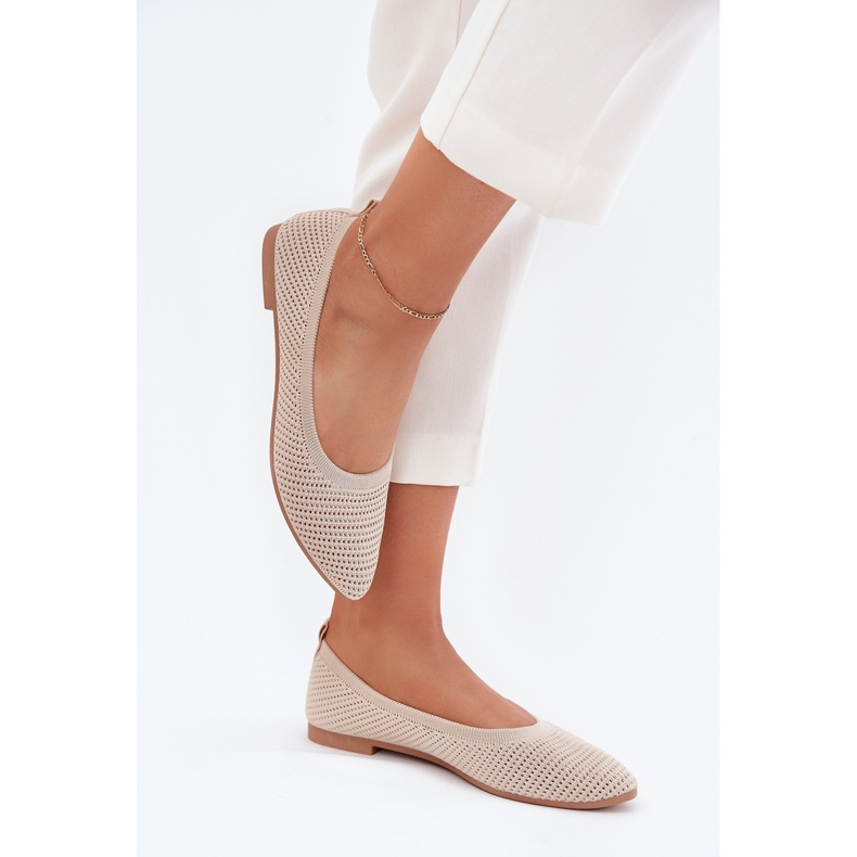 Beige -Mesh Material Ballerinas Beige Ballerinas 2