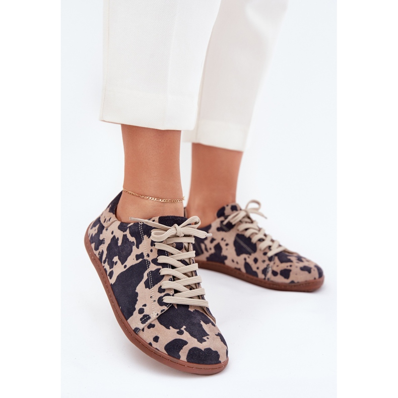 Sneaker in pelle scamosciata femminile a Zazoo N1120 Brown-Beige marrone 2