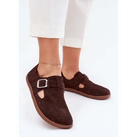 Scarpe in pelle scamosciata femminile con dossi a piedi nudi Zazoo N1261 cioccolato marrone 2