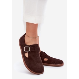 Scarpe in pelle scamosciata femminile con dossi a piedi nudi Zazoo N1261 cioccolato marrone 1