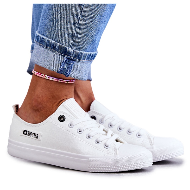Sneakers Basse da Donna in Pelle Big Star KK274010 Bianche bianco 6