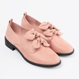 Seastar Scarpe in pelle scamosciata rosa chiaro con un arco decorativo 1