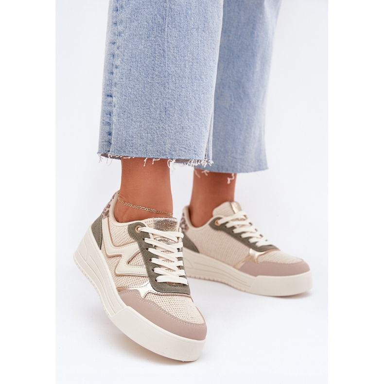 Sneaker femminili sulla piattaforma leopardo beige 2