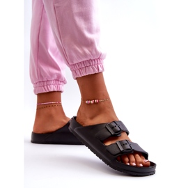 News Pantofole di schiuma da donna con fibbie nere nero 2