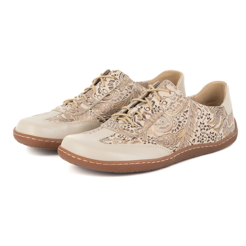 Olivier Scarpe in pelle a piedi nudi thalia minimalista scarpe stampare beige 1