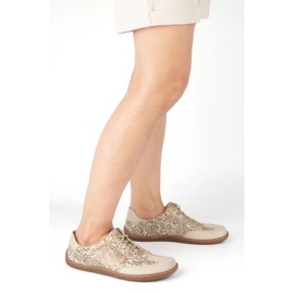Olivier Scarpe in pelle a piedi nudi thalia minimalista scarpe stampare beige 2