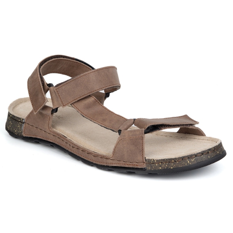 Olivier Sandali in pelle maschile wasak 0243w kaki beige 1