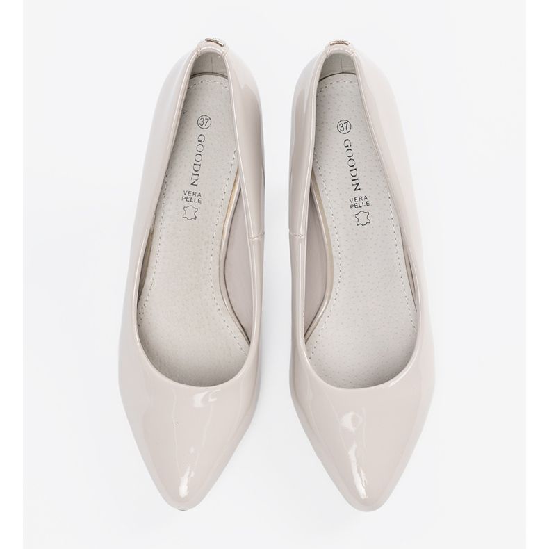 Goodin Tacchi alti delle donne verniciate grigio chiaro 2