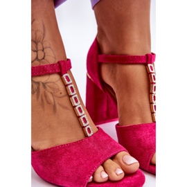 Vinceza Tacchi alti in pelle scamosciata con zirconi fucsia rosa 4