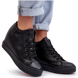 Sneaker femminili su un cuneo eco-chiling big star mm274001 nero 5