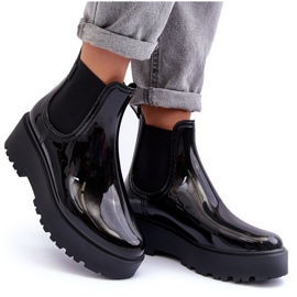 Big Star Wellies laccati da donna sulla piattaforma nera della grande stella MM274395 nero 6