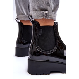 Big Star Wellies laccati da donna sulla piattaforma nera della grande stella MM274395 nero 5