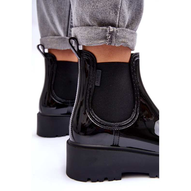 Big Star Wellies laccati da donna sulla piattaforma nera della grande stella MM274395 nero 5