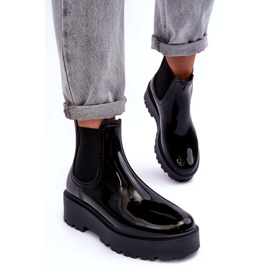 Big Star Wellies laccati da donna sulla piattaforma nera della grande stella MM274395 nero 4